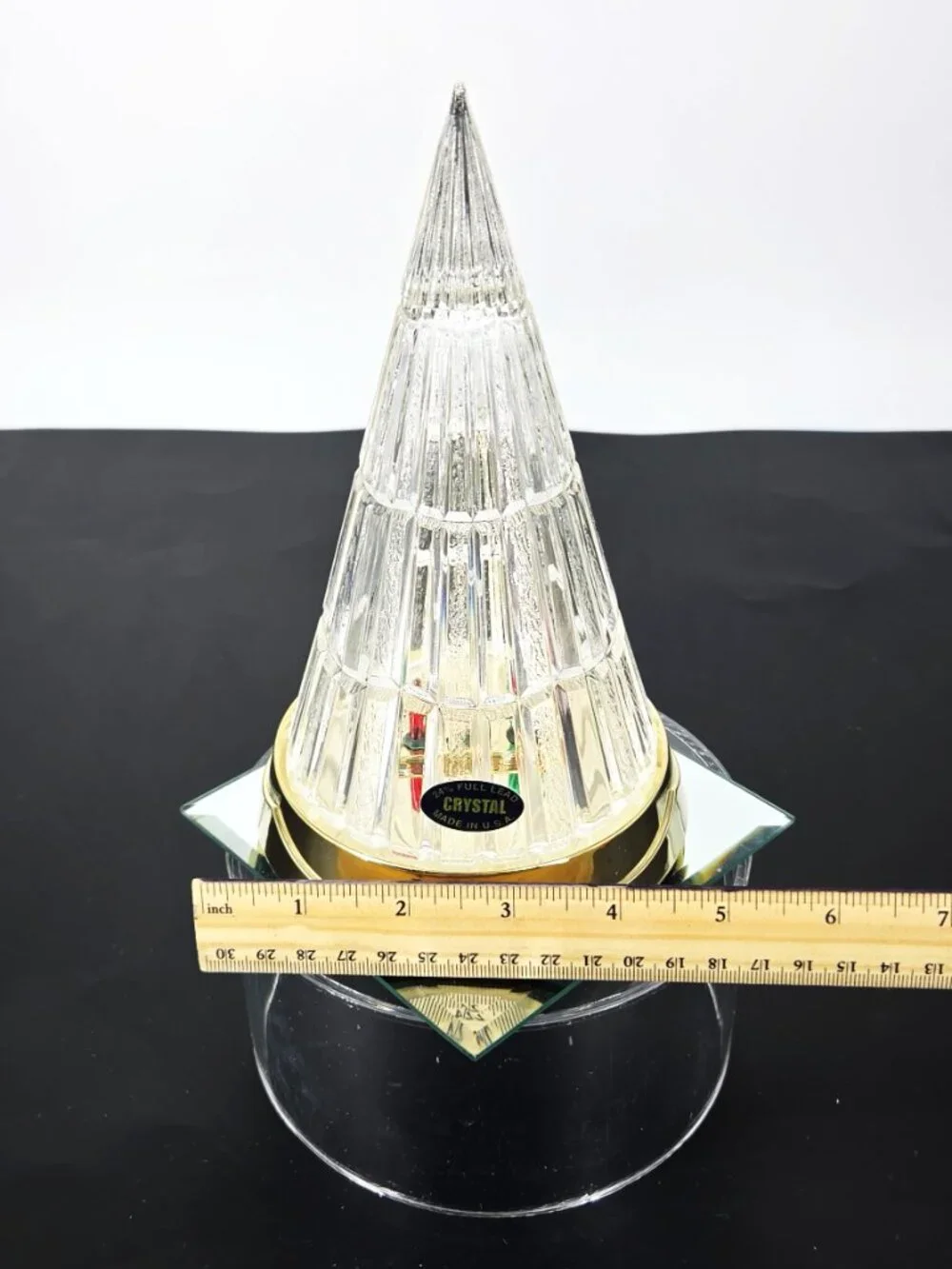 American Crystal NIB VTG 24% Lead 3 Twinkling Lights Christmas Tree Battery Base